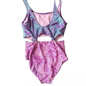 Pink and Blue Patterned Swimsuit